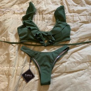 olive green swim suit